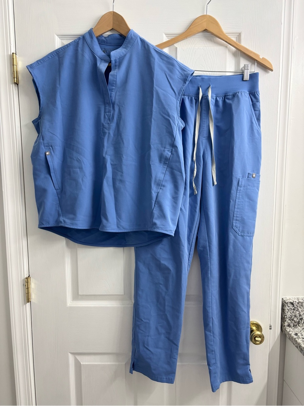 Figs Scrub Set Ceil Blue Womens XS/M Rafaela Top High Waisted Yola Pants